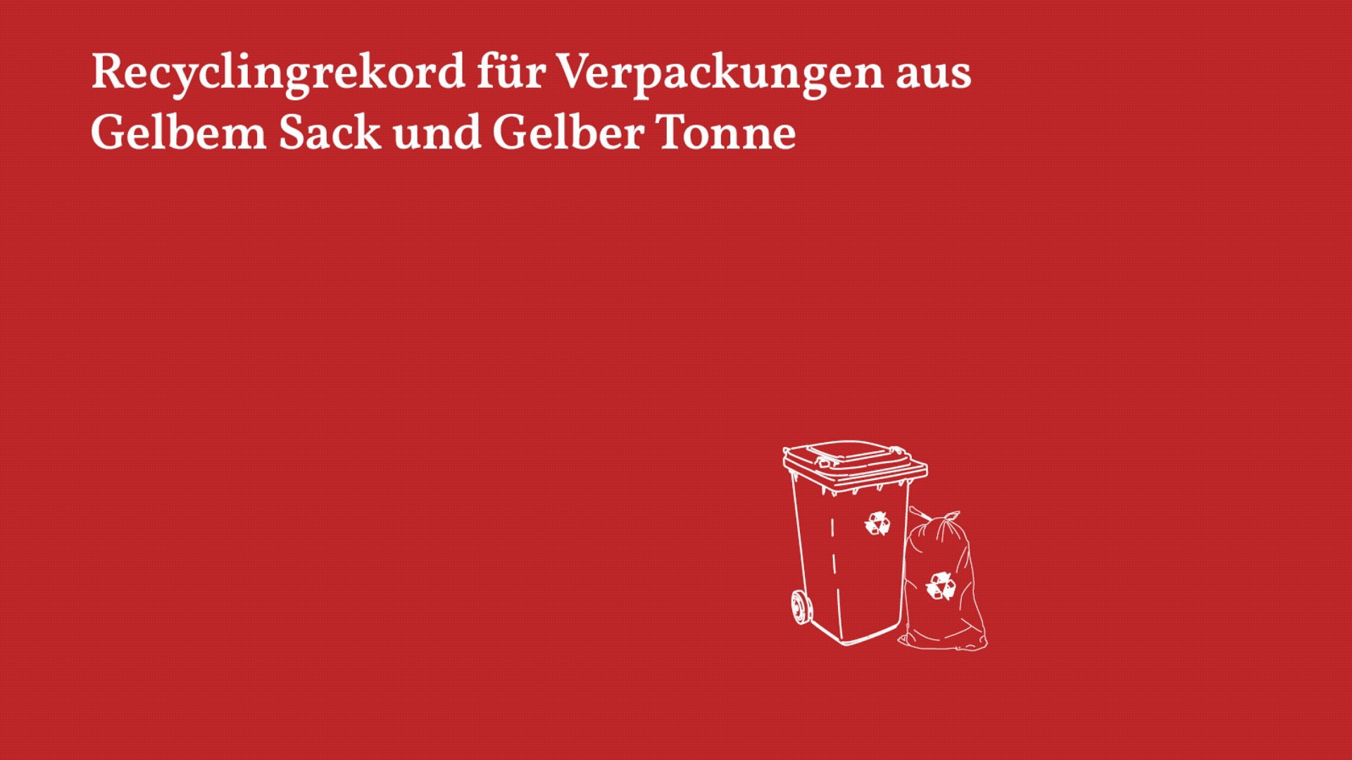 Infografik: Stellt die steigende Recyclingquote von Verpackungen aus dem gelben Sack und der gelben Tonne dar - von 42 % in 2018 auf 69,9 % in 2023.
